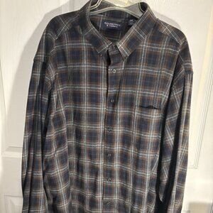 Roundtree & Yorke Plaid Flannel Shirt Long Sleeves Men's Big & Tall Size 3XB